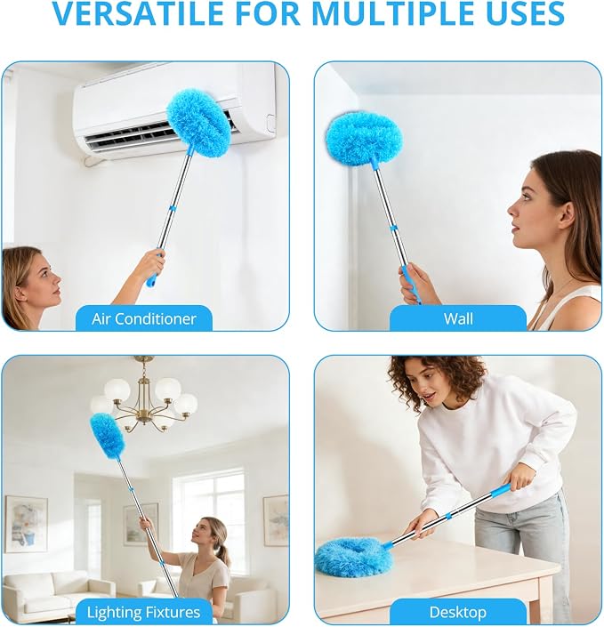 SetSail Ceiling Fan Cleaner Duster, with Extension Pole for Cleaning, Blue | Microfiber Ceiling Fan Duster, 13 to 48 Inch, Washable, Ceiling Fan Blade Dusters