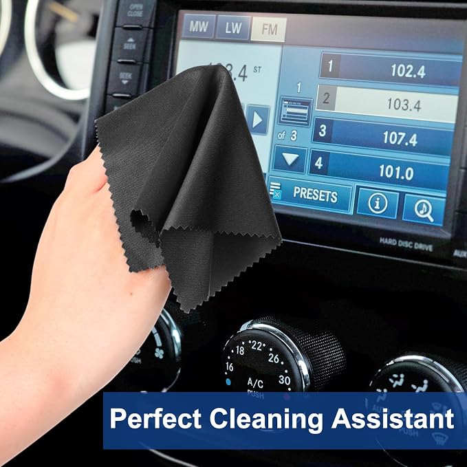 Frienda 12 Pack Microfiber Cleaning Cloth,Black,Light Gray | 12x12 Inch Large for Eyeglasses Screen Lens, Reusable Washable, Streak-free Lint-free, Cameras Phones Tablets Monitors