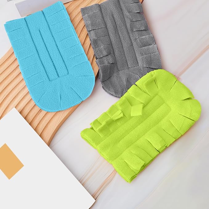 Zubebe 3 Pcs Reusable Duster Refills Fleece,Blue, Green, Gray | Soft Polyester Fiber Flat Duster Refill Multi Surface Washable Cleaning Pad Tools for Home, Blinds, Car, Pet, Furniture, Fans