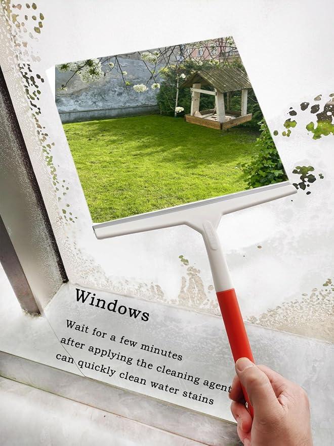 2Pcs 9.8 Inch Silicone Squeegee for Shower Glass Doors,Tiles,Countertops | Streak Free Glass Wiper for Bathroom Mirror, Windows, Tiles, Kitchen Countertops, Multipurpose Cleaning Squeegee Tool