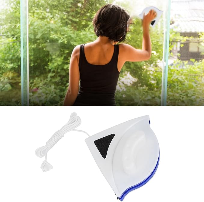Double Sided Magnetic Window Cleaner, Triangular Design for Interior Exterior Glass Cleaning, Streak-Free Shine