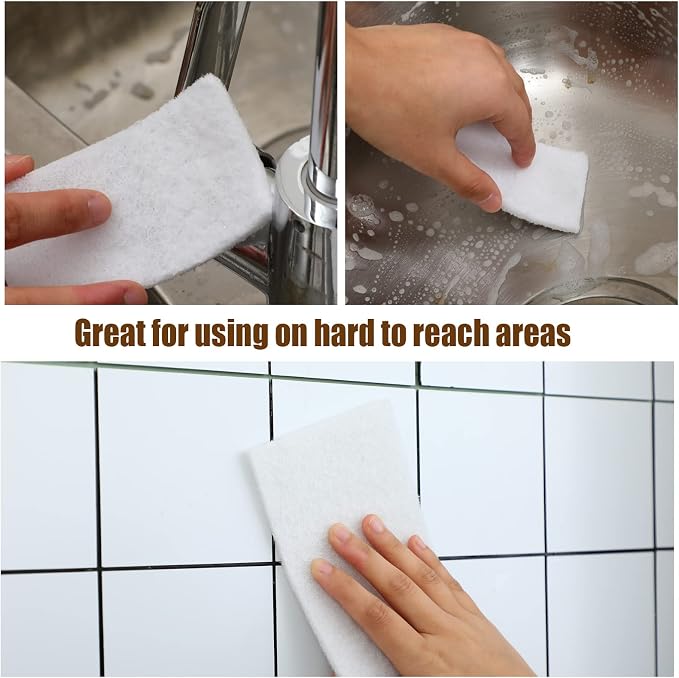 20 Pieces White Scrubbing Pad Non Scratch Scouring Pads Non Woven Scouring Sponge Multipurpose Abrasive Multi Surface Scrubber for Cleaning Polishing Home(6 x 9 Inch)
