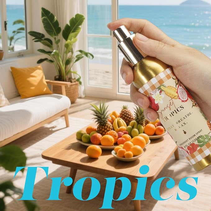 Room Spray, Tidal Coconut, Woven Ocean, Sunset Tropics, Each 4 fl oz | Air Freshener for Home, Long-Lasting Odor Eliminator for Bathroom and Office, 3 Pack