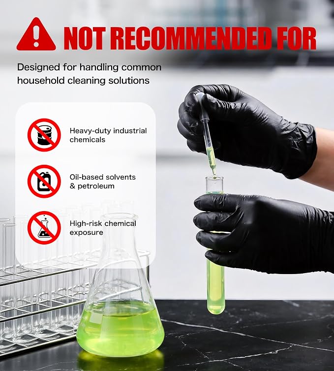 AnTools Food Safe Disposable Nitrile Gloves, Powder-Free, Textured Fingertips, Latex-Free, for Cooking, Food Prep, Cleaning, Pet Care, DIY, Black, Medium