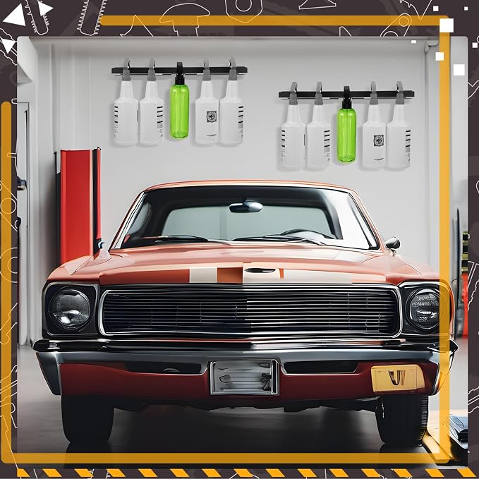 MorningRo 2 Pcs Spray Bottle Holder Wall Mounted Universal Trigger | Spray Bottle Storage Rack, Hardware Hanger Organizer, Holds up to 12 Sprayers (16 Oz), Mobile Garage Home Organizer
