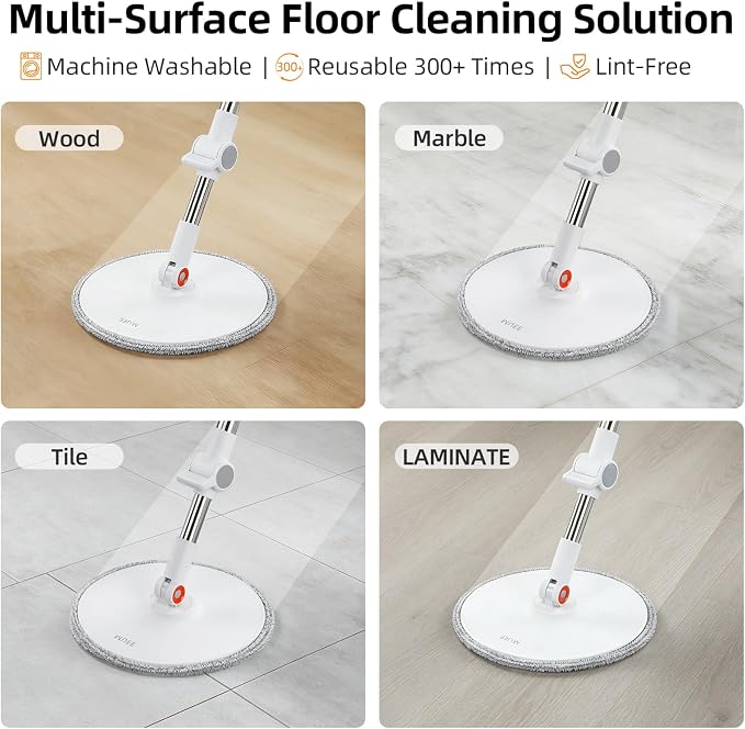 3-in-1 Spin Mop and Bucket Set, Clean Water Separation, 71 in Handle | 3 specialized mop heads, 6 microfiber refills, 71 in reach for floors, walls, baseboards and corners