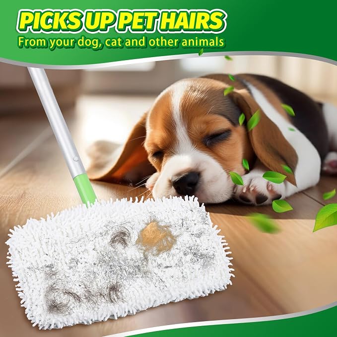 Reusable Dry Sweeping Cloths Compatible with Swiffer Sweeper Mop | 6 Pack Microfiber Chenille Mop Pads for Dry & Wet Use, Washable Wet Mopping Refill for Mopping Floors (Mop is not Included)