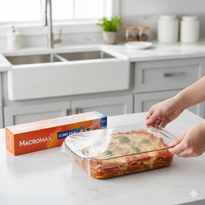 Macrofresh MacroMax 11-Pc Ultimate Kitchen Essentials Bundle: Cling Film, Foil, Baking Paper, Ultra-Absorbent Sponge Cloths, Patterned Cleaning Rags & Deep-Foam Sponges