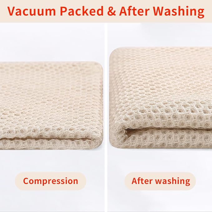 Homaxy 100% Cotton Waffle Weave Kitchen Dish Cloths 12-Pack, Beige | 12 x 12 Inches, Ultra Soft Absorbent Dish Towels, Quick Drying Dish Rags with Hanging Loop