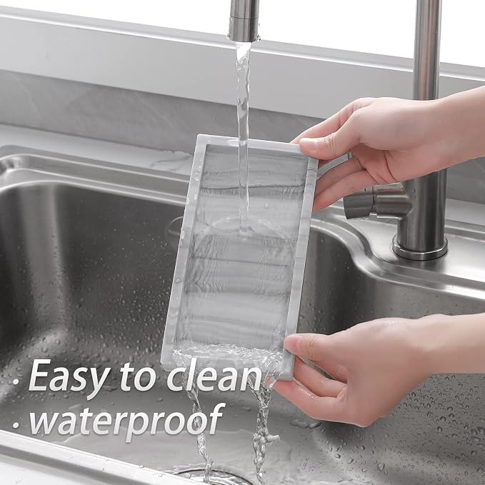 Silicone Bathroom Vanity Tray Dish Soap Holder Sink Organizer, Marble Grey | 2 Pack, Thickened Silicone, Easy to Clean, Waterproof, Non-Slip, for Countertop, Kitchen, Bedroom, Dresser
