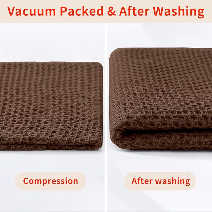 Homaxy 100% Cotton Waffle Weave Kitchen Dish Cloths 12-Pack, Coffee | 12 x 12 Inches, Ultra Soft Absorbent Dish Towels, Quick Drying Dish Rags with Hanging Loop