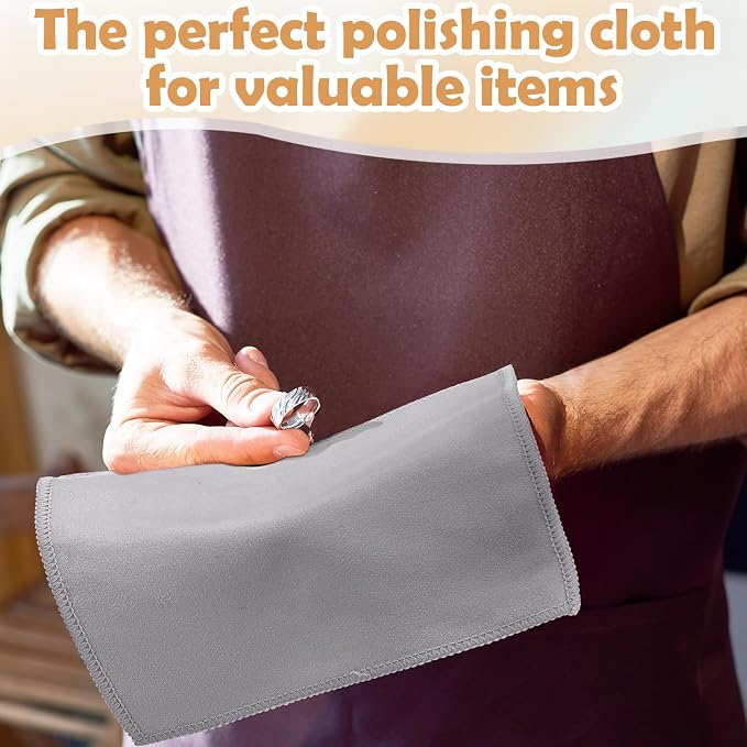 Patelai 6 Pcs Silver Polish Set Jewelry Cleaning Kit, Modern | 4 Wooden Silver Cleaning Horsehair Brushes with 2 Pieces Polish Cloth for Jewelry Tarnish Silverware Plateware