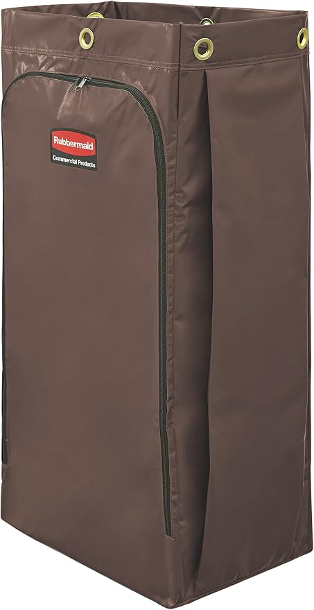Rubbermaid Commercial Products High-Capacity Cleaning/Utility Cart Bag, 34-Gallon, Brown, Compatible with Rubbermaid Cleaning Carts