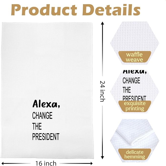 Funny Gifts Kitchen Decor - Funny Political Gifts Waffle Dish Towels for Kitchen Decor, Change The President Hand Towel, Housewarming Gift Tea Towel, 16x24 Inches