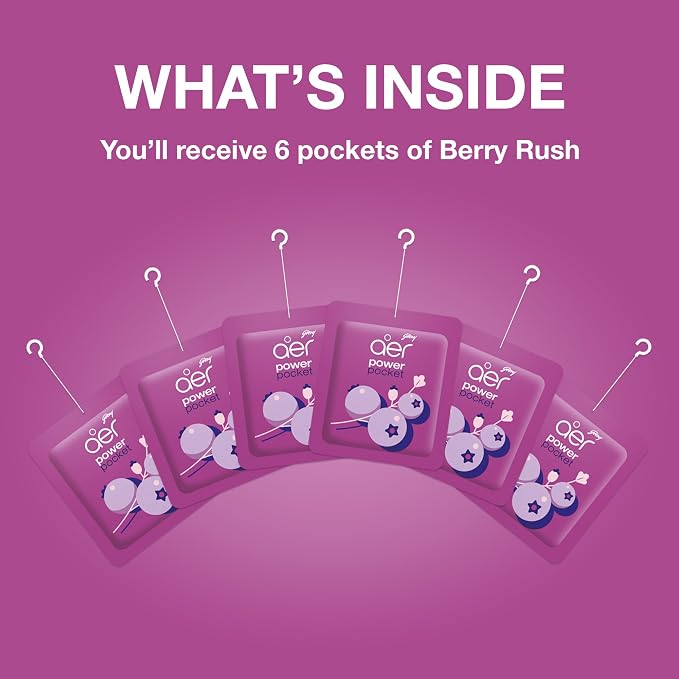 AER Power Pocket Berry Rush Solid Gel Air Freshener for the Entire Home with Long Lasting Scent Pack of 6