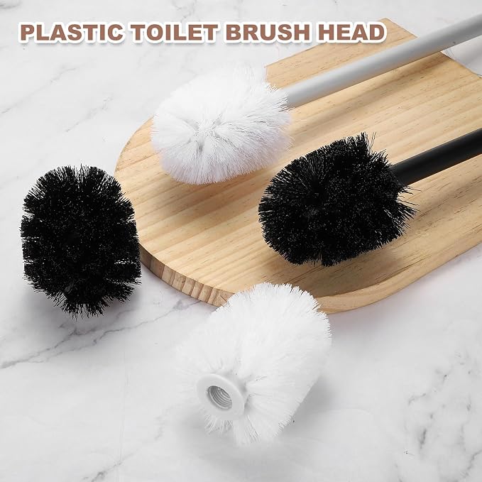 uxcell 2 Pcs Toilet Brush Set Replacement Head, 9.8 Inch Toilet Brush Refills with Handle, Bathroom Cleaning Tool Restroom Accessories for Bathtubs Bathroom Home Apartments Office, Black