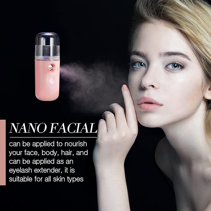 Honoson 2 Pack Nano Facial Mister Spray Bottle Handheld Humidifier Portable Face Mister for Eyelash Extensions USB Rechargeable 1 oz Mini Skin Care Machine for Daily Makeup(Coral Orange and White)