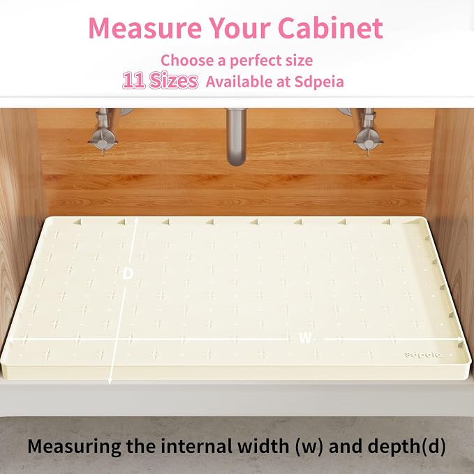 Sdpeia Under Sink Mat 28"×19" Waterproof Silicone Cabinet Liner & Sink Protector for Kitchen & Bathroom, Multi-Purpose Organizers Tray for Pets, Laundry, Cat Litter Mat