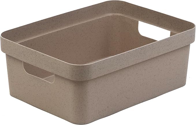 BINO | Plastic Storage Bins, 9 Liter - 2 Pack, Taupe | THE MODERN COLLECTION | Plastic Bins for Organization | Woven Storage Baskets for Organizing | Pantry Shelf Organizer Basket Container Bin