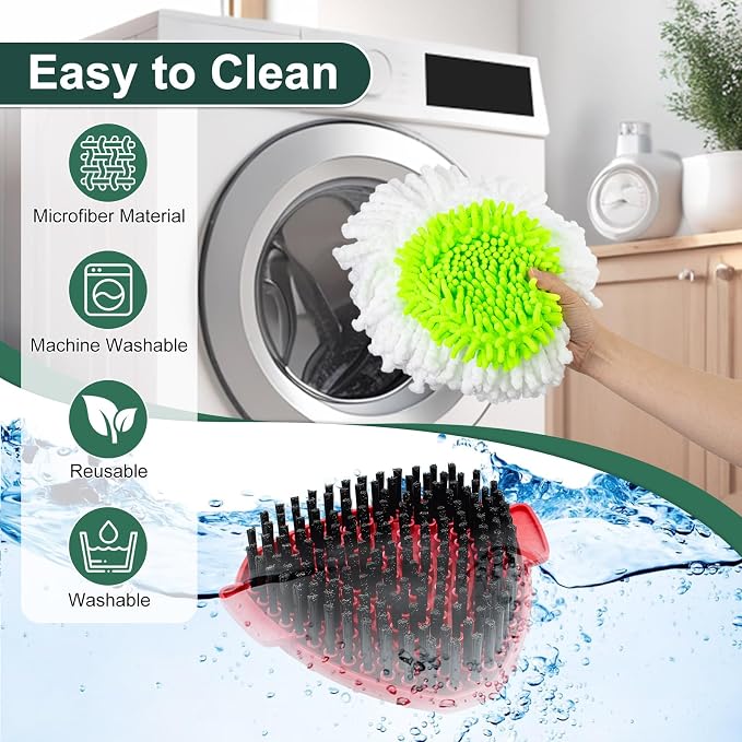 Mop Head Replacement for O Cedar, Spin Mop Replacement Head for Ocedar Easywring 1 Tank System, Mop Heads Includeds 4 Mop Replacement Heads , 1 Spin Scrub Brush & 1 Base