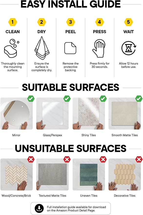 TOOLETRIES The Squeegee & Hook Glass Shower Squeegee – 10 Inch | Silicone grip shower squeegee for glass, mirrors and windows with a matching storage hook.
