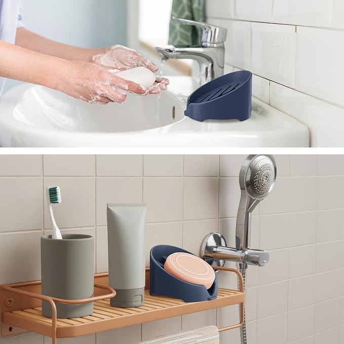 NiHome Silicone Sponge Holder for Kitchen Sink, Fits Scrub Daddy Mommy | Self-Draining Dispenser Organizer Tray, Sink Caddy Countertop Fits Soaps, Scrubber, Dishwasher Safe, Includes Brush