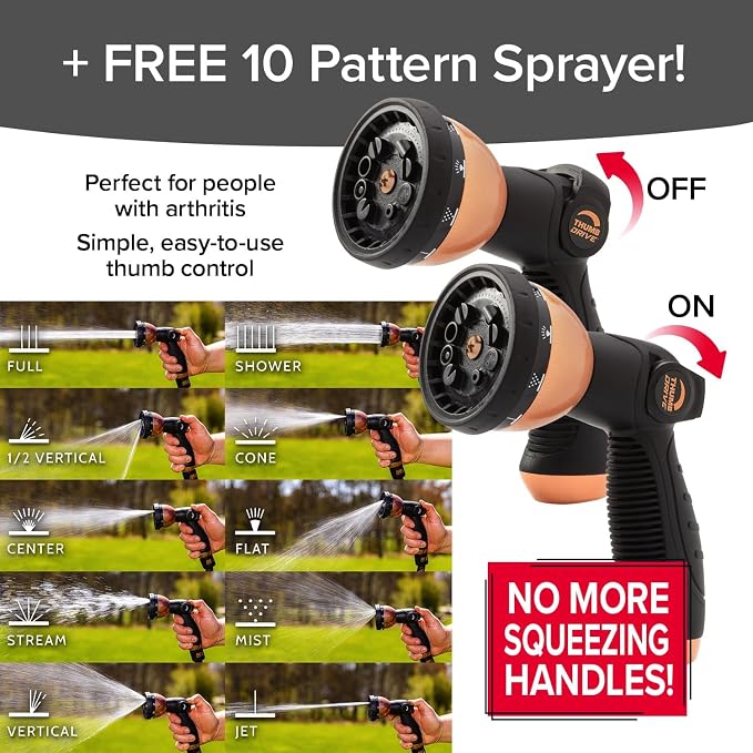 Pocket Hose 50 FT Copper Bullet Hose, 10-Pattern, 650psi