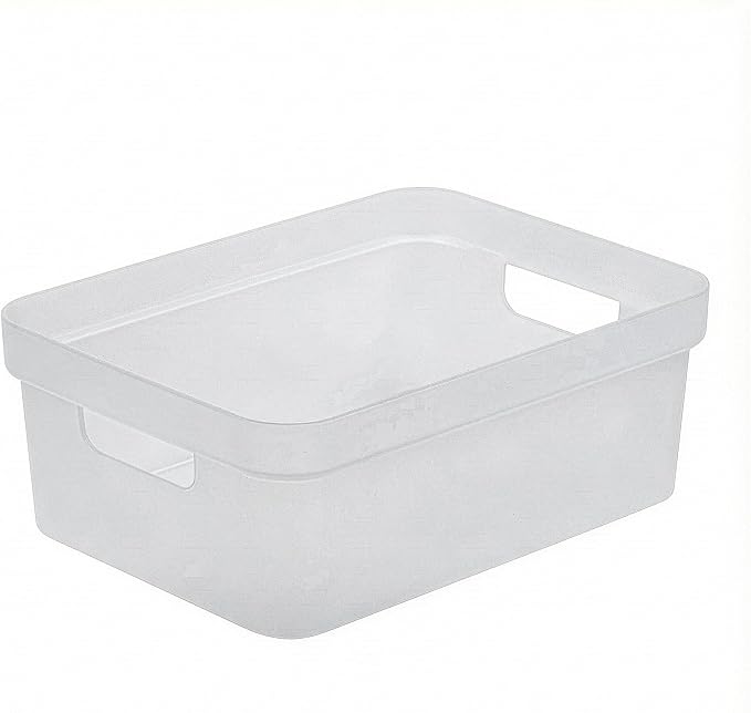 BINO | Plastic Storage Bins, 9 Liter - 2 Pack, Frosted | THE MODERN COLLECTION | Plastic Bins for Organization | Woven Storage Baskets for Organizing | Pantry Shelf Organizer Basket Container Bin