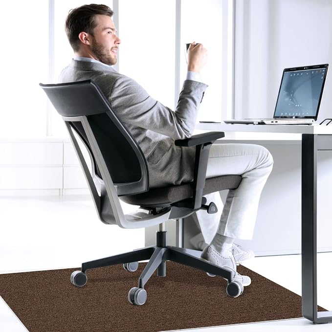 Sycoodeal Office Chair Mat for Hardwood Floor,Office Chair Mat for Tile Floor,Large Floor Protector Rug,Computer Gaming Mat,Easy to Clean,Anti-Slip,Coffee(48"x36")