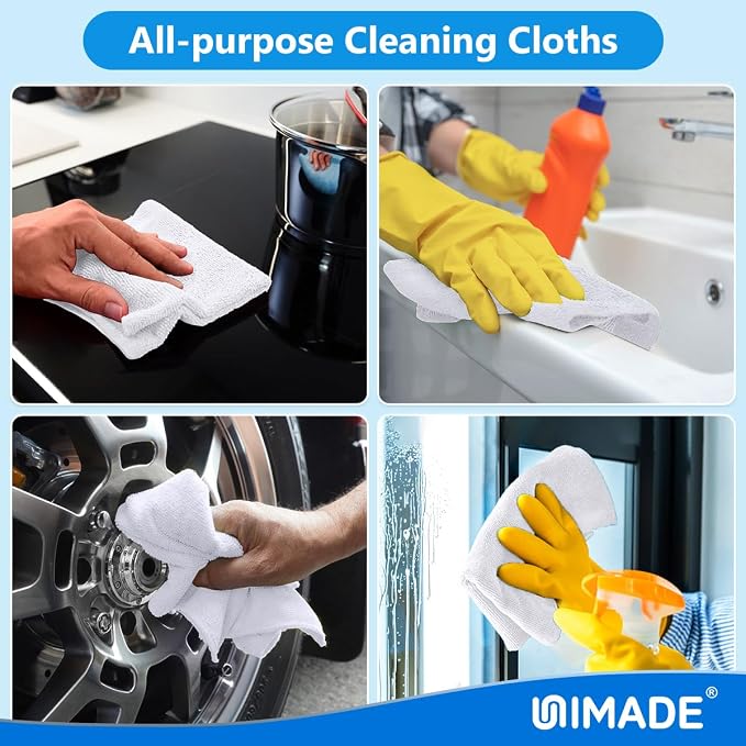 Shop Towels Rags, 150 Pack Reusable Shop Rags Bulk Microfiber Cleaning Cloth Lint Free Cleaning Towels for Car Kitchen Automotive Bar Mechanic Restaurant Garage, 11.5"x 11.5", White | Shop Rags Bulk Lint Free Cleaning Towels for Car Kitchen Automotive ...