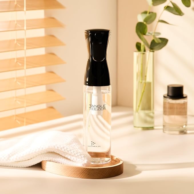 TANGLE TEEZER Fine Mist Spray Bottle, Refillable, 10.1 oz, Black | Reusable, refillable fine-mist continuous spray bottle; evenly distributes water or product to refresh, detangle & style hair