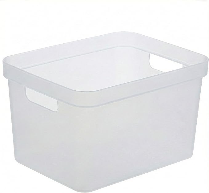 BINO | Plastic Storage Bins, 16 Liter - 2 Pack, Frosted | THE MODERN COLLECTION | Plastic Bins for Organization | Woven Storage Baskets for Organizing | Pantry Shelf Organizer Basket Container Bin