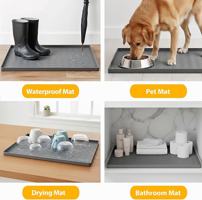 TigeJoy Under Sink Mats for Kitchen Waterproof 34" x 22", Cabinet Liner | Leak-Proof Silicone Mat Sink Protector, Kitchen Essentials Organizer and Storage,Boot or Shoe Tray, Pet Feeding Mat