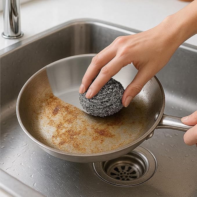 Pine-Sol Heavy-Duty Stainless Steel Scrubbers | Won’t Rust or Splinter | Scrub Sponges for Cast Iron, Oven Racks, Grills, 3 Pack