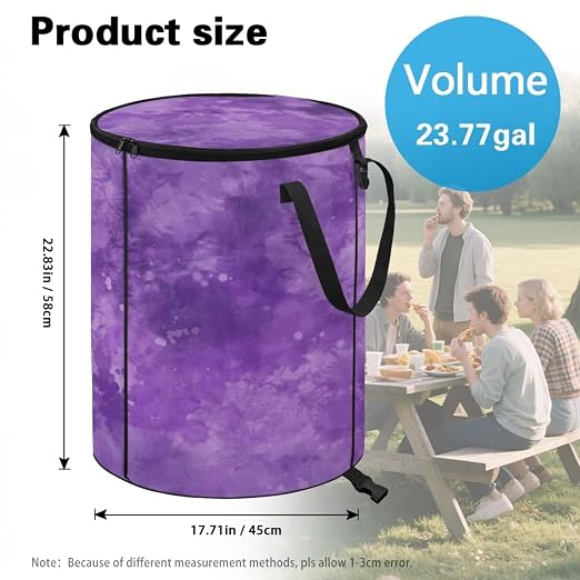 BIGCARJOB Tie Dye Collapsible Trash Can Wood Grain Camper Trash Can with Lid, 22.83x17.71, Water Proof Bag Outdoor Garbage Bin Storage Accessories, 23 Gallons