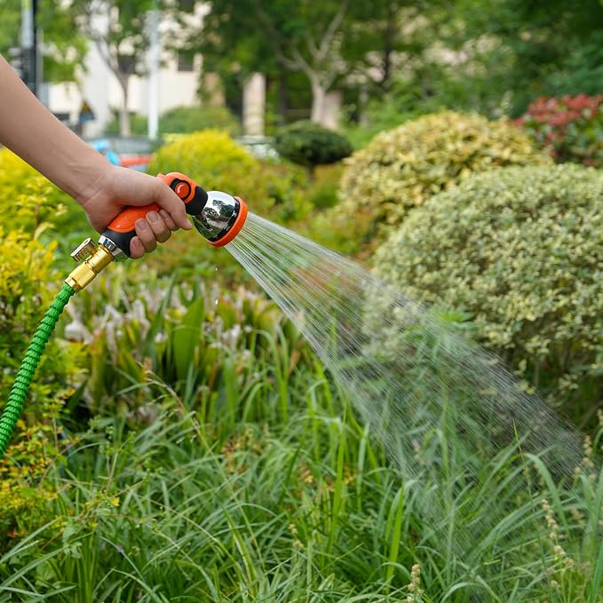 Besiter Garden Hose Nozzle, Hose Sprayer Nozzle with 10 Spray Patterns, Thumb Control On Off Valve, High Pressure Metal Water Hose Nozzle for Car Wash, Plants, Pets & Outdoor Cleaning, Orange