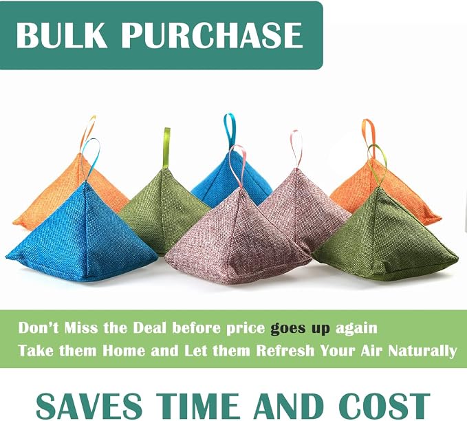 Charcoal Bamboo Bags nature fresh charcoal bags Activated Charcoal Odor Absorber Eliminator Bag (8, Green, Brown, Orange, Blue)