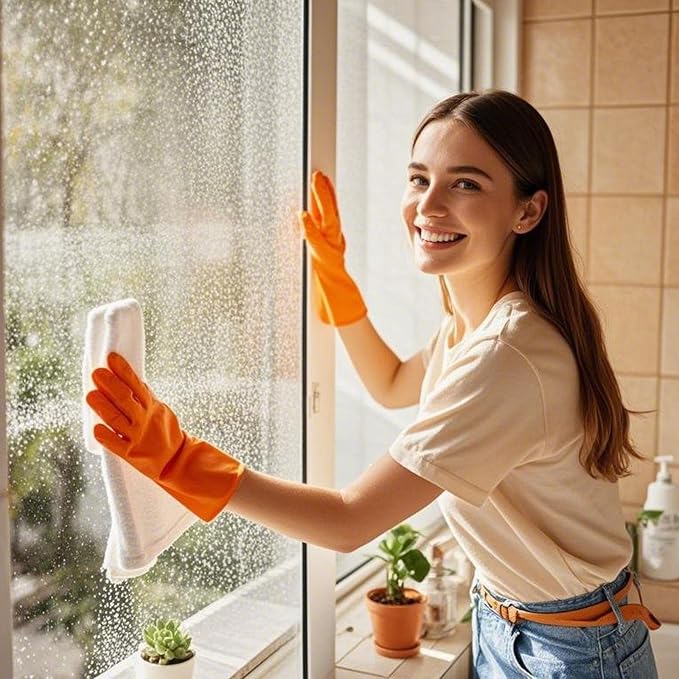 Latex Free Nitrile Cleaning Gloves, Small, 3 Pairs | 12 Mil Thick, Reusable Gloves with Non-Slip Grip, Waterproof for Dishwashing, Kitchen, Bathroom & Household Cleaning