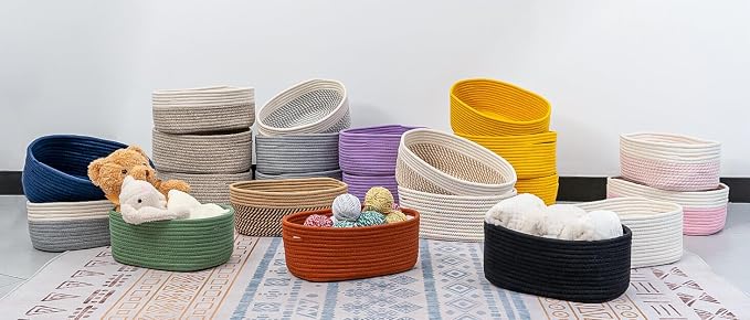 CubesLand Baskets for Shelves Storage,Cube Shelf Closet Storage Bins Set 2 | Long-lasting &Skin-friendly Toy Basket Bin,Stylish Room Decor Basket,Woven Off White/Light Brown