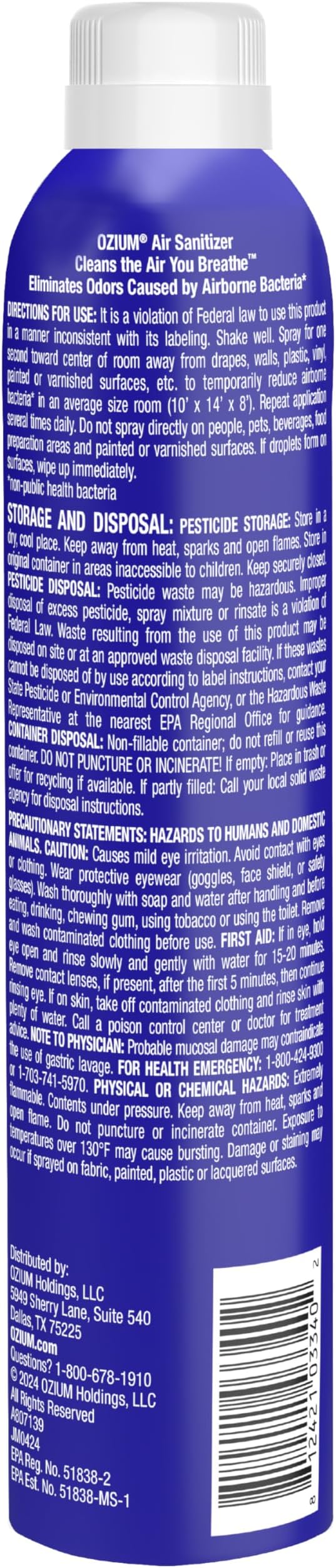 Ozium 8 Oz. Air Sanitizer & Odor Eliminator Spray | For Homes, Cars, Offices and More, Country Fresh Scent, Pack of 3