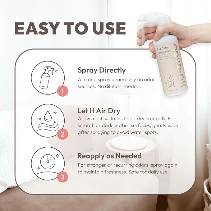 Pet Odor Eliminator Spray for Strong Odor – Cat Litter Box, Dog Urine & Poop Smell Remover | Long-Lasting Mineral Formula | Fragrance-Free, Non-Toxic, Safe for Pets & Kids (10.1 oz)
