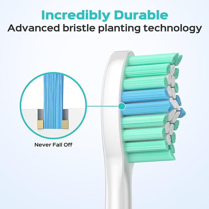 COSLUS C40 Electric Toothbrush Replacement Heads, 6 Pack | Compatible with C40 (DY-108Pro), Suitable for Adults Kids and Family Use, with W-Shaped Design, White