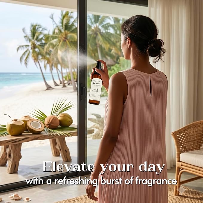 Fragrance Room Spray, Coconut Scent, Air Fresheners for Home | with Notes of Tropical Fruits, Long Lasting Room Air Freshener & Odor Eliminator for Home, Bathroom, Bedding, 2 x 4.06 oz