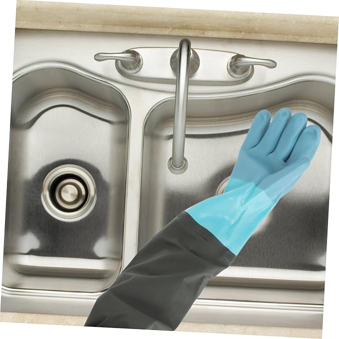 Luxshiny Waterproof Long Rubber Gloves for Cleaning Elbow Length Heavy Duty Work Gloves Sturdy Gardening Extended Cuff for Kitchen and Household Use