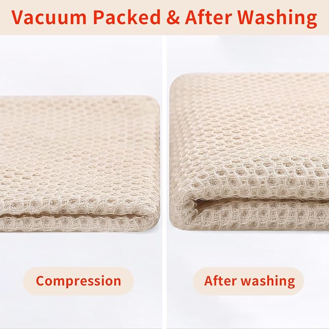 Homaxy 100% Cotton Waffle Weave Kitchen Dish Towels 24-Pack, Beige | 13 x 28 Inches, Ultra Soft Absorbent Dish Towels, Quick Drying Cleaning Towels