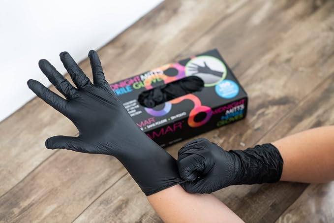 FRAMAR Powder Free Nitrile Gloves Small, Guantes Desechables | For Hair Dye 12 INCH Latex Free Gloves Disposable, Cleaning, Tattoo, Extra Durable & Resistant, 100 Pack