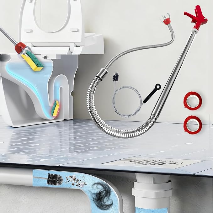 Drain Snake Toilet Auger AC Drain Line Cleaning brush Hair Clog Remover Tools Drain opener set for Men/Women Perfect Option Types of clog for Toilet,Kitchen Sink,Bathroom Sewer Various Projects