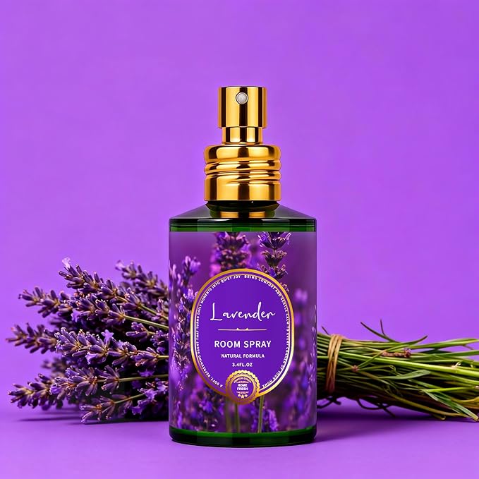 Lavender Room Spray 2 Pack, 3.4oz/100ml Each – Long-Lasting Air Freshener & Odor Eliminator for Home, Bathroom, Bedroom & Office, Concentrated Room Spray