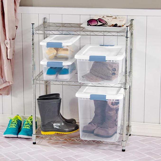 Sterilite Latching Box with Lids for Home and Office, 6 Quart, 12-Pack | Heavy-Duty and Stackable Plastic Containers with Latches for Closet, Cabinet, Bedroom, Bathroom and Dorm Room Organization