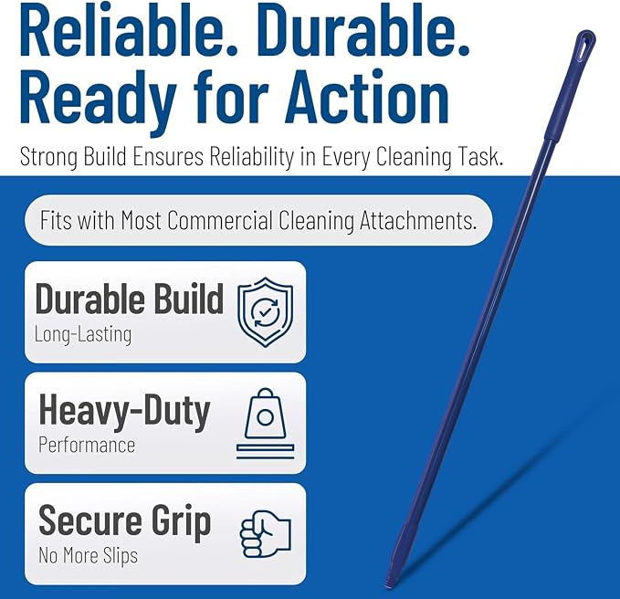 SPARTA 48" Fiberglass Replacement Handle with 3/4" Acme Thread Tip, Polyester Veil Reinforced, Hanging Cap, Commercial Cleaning, Blue (Pack of 12)
